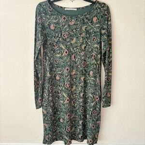 Peruvian Connection Pima Cotton Green Floral Print Dress